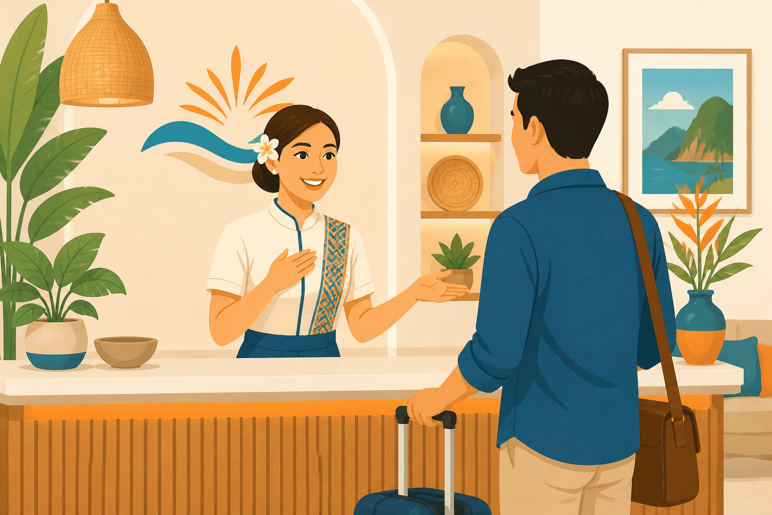 Hospitality greeting at the front desk